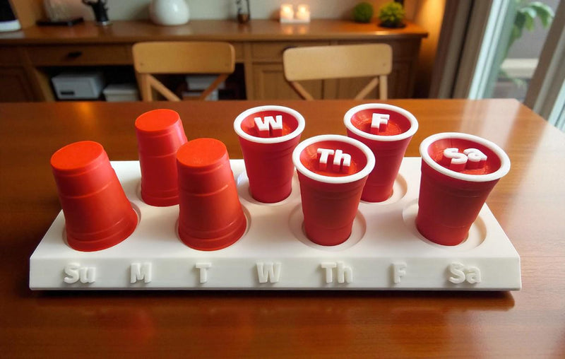 Flip Cup Pill Organizer – 3D Printed Weekly Medicine Tray (Fun & Functional)