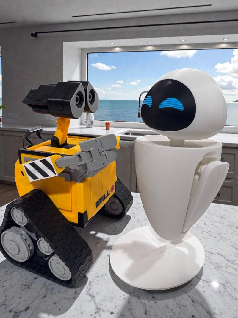 3D Printed WALL-E & EVE Figurines – Pixar-Inspired Robot Companions – Eco-Friendly Fan Art – Collectible Desk Decor