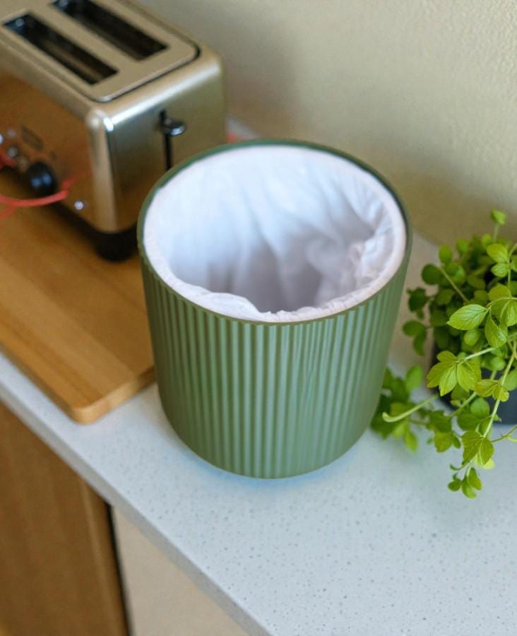 Fluted Waste Bin | Modern Scandi Concealed Liner, Home Office Decor
