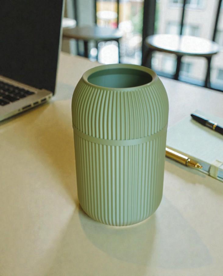 Fluted Waste Bin | Modern Scandi Concealed Liner, Home Office Decor
