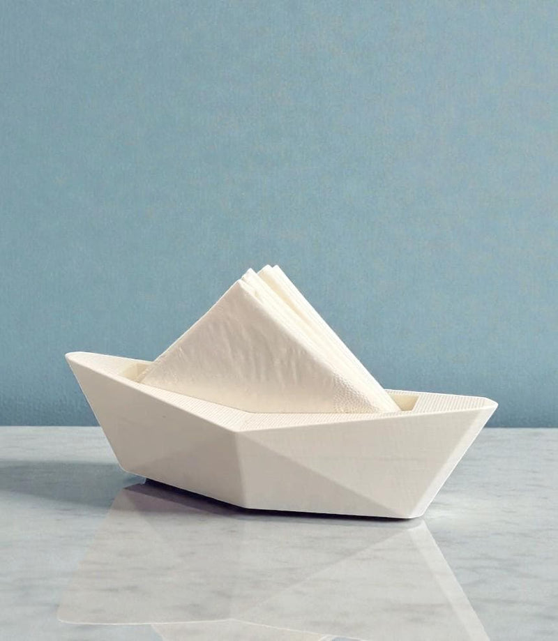 Origami Boat Napkin Holder | Modern Nautical Table Centerpiece