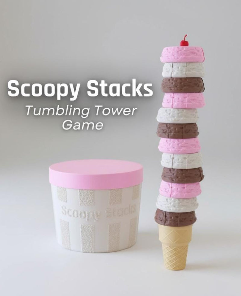 Scoopy Stacks Ice Cream Tumbling Tower Game | 3D Printed Family Fun