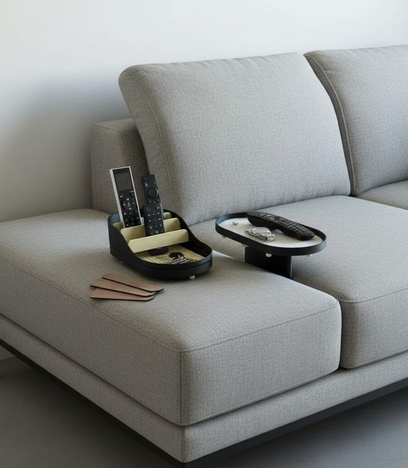 Sofa Hub Couch Organizer | 3D Printed Armrest Tray for Remote Controls, Phone, Drinks & Glasses