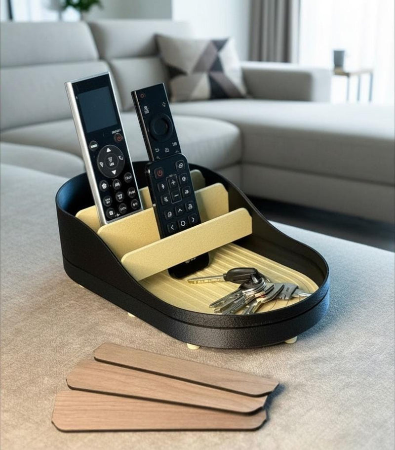 Sofa Hub Couch Organizer | 3D Printed Armrest Tray for Remote Controls, Phone, Drinks & Glasses