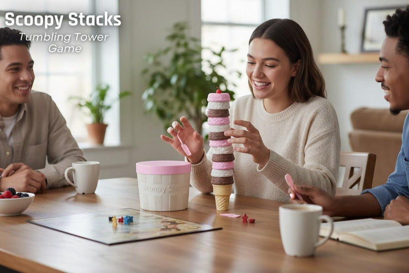 Scoopy Stacks Ice Cream Tumbling Tower Game | 3D Printed Family Fun