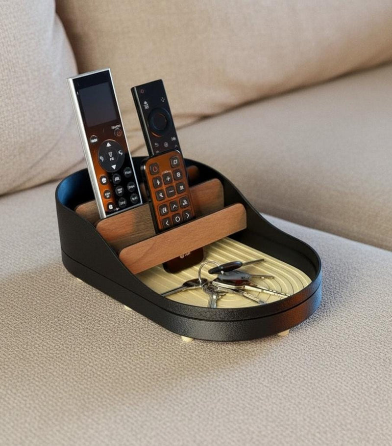 Sofa Hub Couch Organizer | 3D Printed Armrest Tray for Remote Controls, Phone, Drinks & Glasses