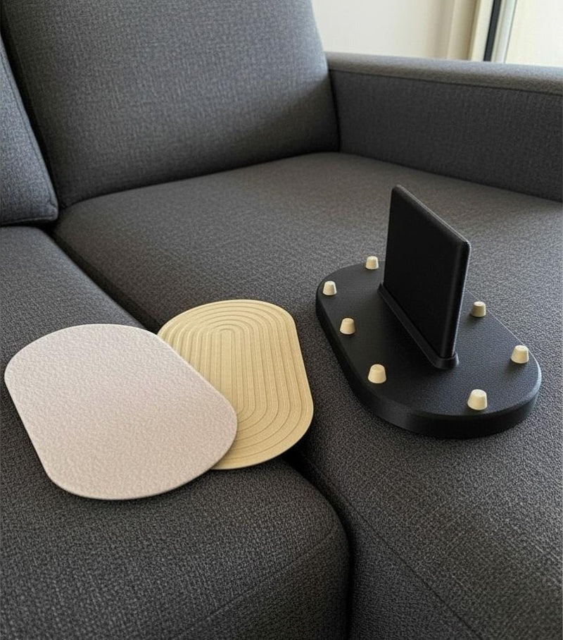 Sofa Hub Couch Organizer | 3D Printed Armrest Tray for Remote Controls, Phone, Drinks & Glasses
