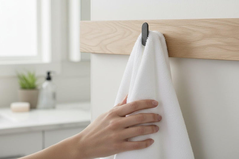 3D Printed Towel Hooks | Modern Minimalist Wall Hanger Set | Custom Color Choice